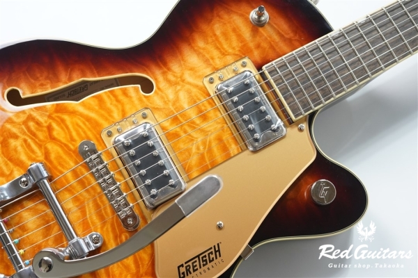 G5655T-QM ELECTROMATIC CENTER BLOCK JR. SINGLE-CUT QUILTED MAPLE WITH BIGSBY - Sweet tea